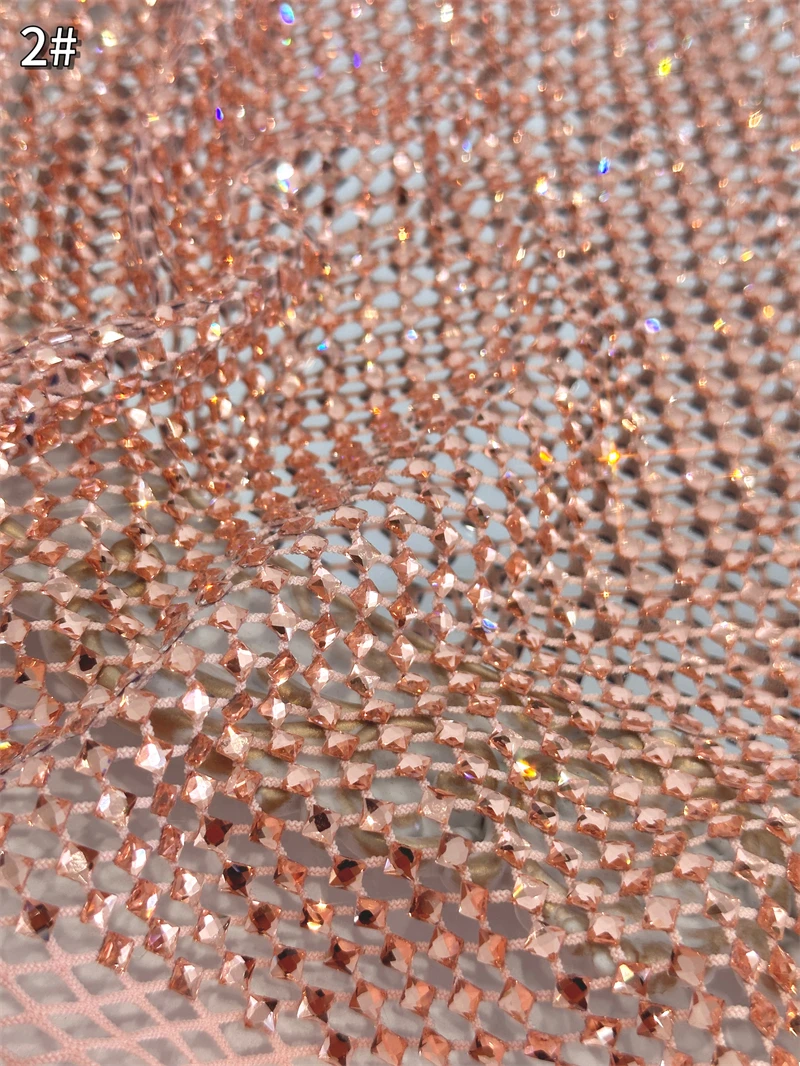 Shiny Diamond Stretch Fishing Net Fabric for Dress Skirt Costume Diy Sewing