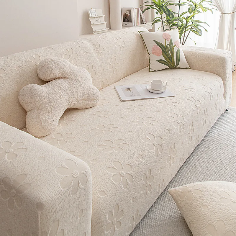 

Jacquard Fabric Sofa Cover Solid Color Couch Covers Elastic Washable Slipcover for L-Shaped Sofa Living Room 1/2/3/4/5 Seat