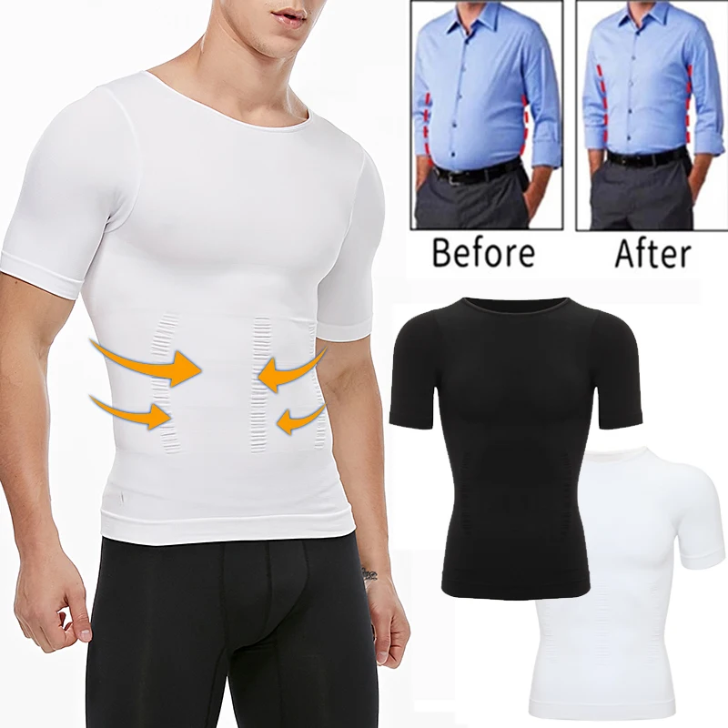 Men's Slimming Compression T-Shirt Body Shaper Undershirt for Weight Loss and Gynecomastia Muscle Tank Tops with Seamless Design