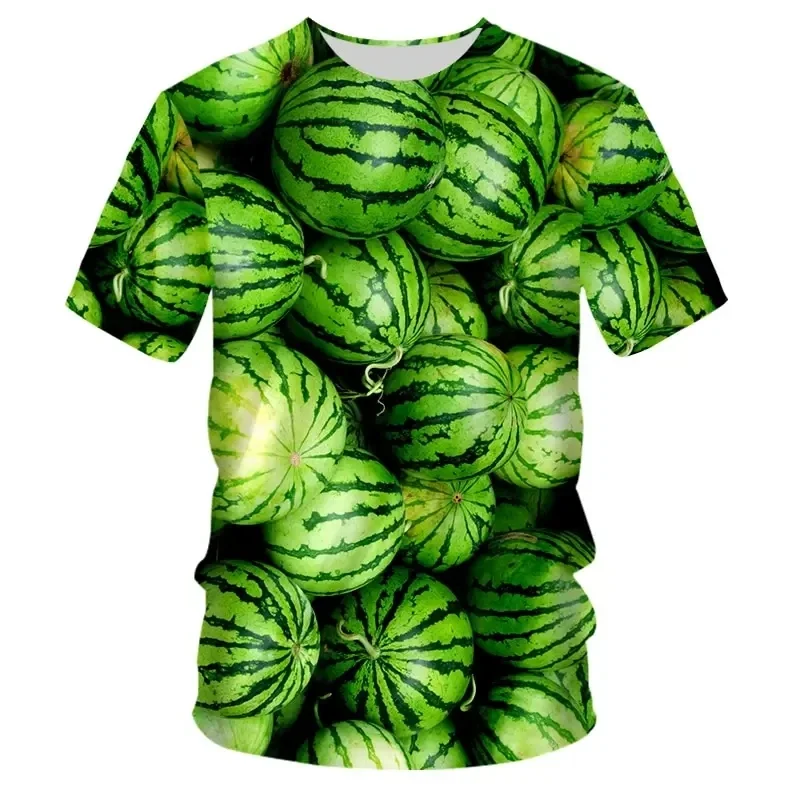 Camisetas divertidas con estampado 3D de frutas frescas para hombres y mujeres, camiseta de manga corta, camisetas de gran tamaño Harajuku Y2k, ropa para niños, nuevas