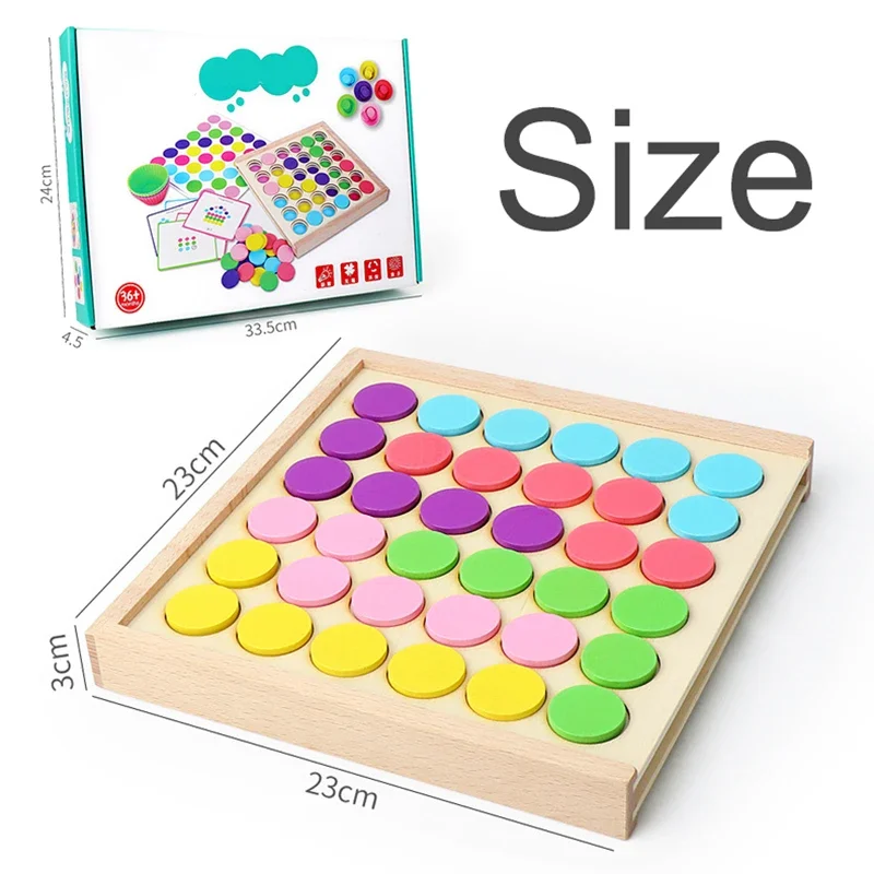 Giocattoli educativi in legno per bambini Gioco da tavolo Puzzle Giocattoli Montessori Ordinamento dei colori Carte abbinate Regali precoci per bambini