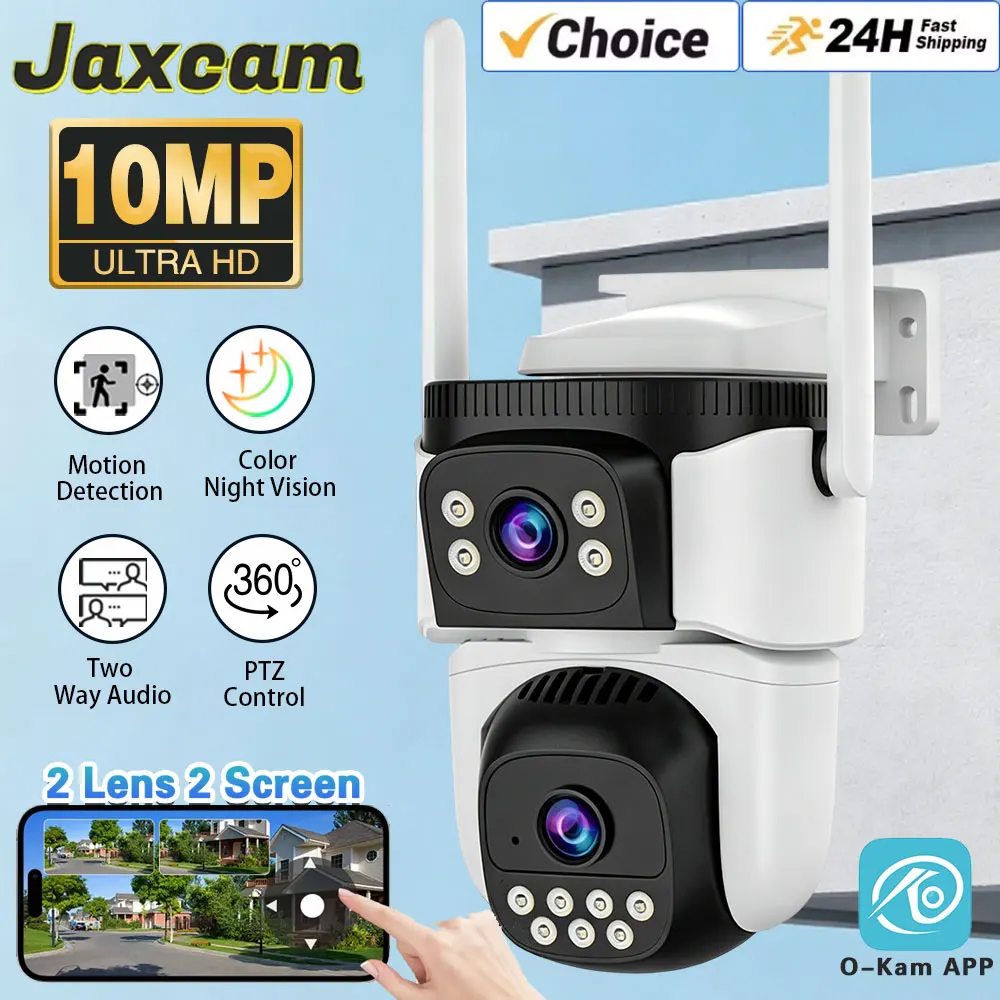 10MP HD Dual Lens PTZ WIFI IP Dome Camera Full Color AI Humanoid Detection  Surveillance Home Security Cameras