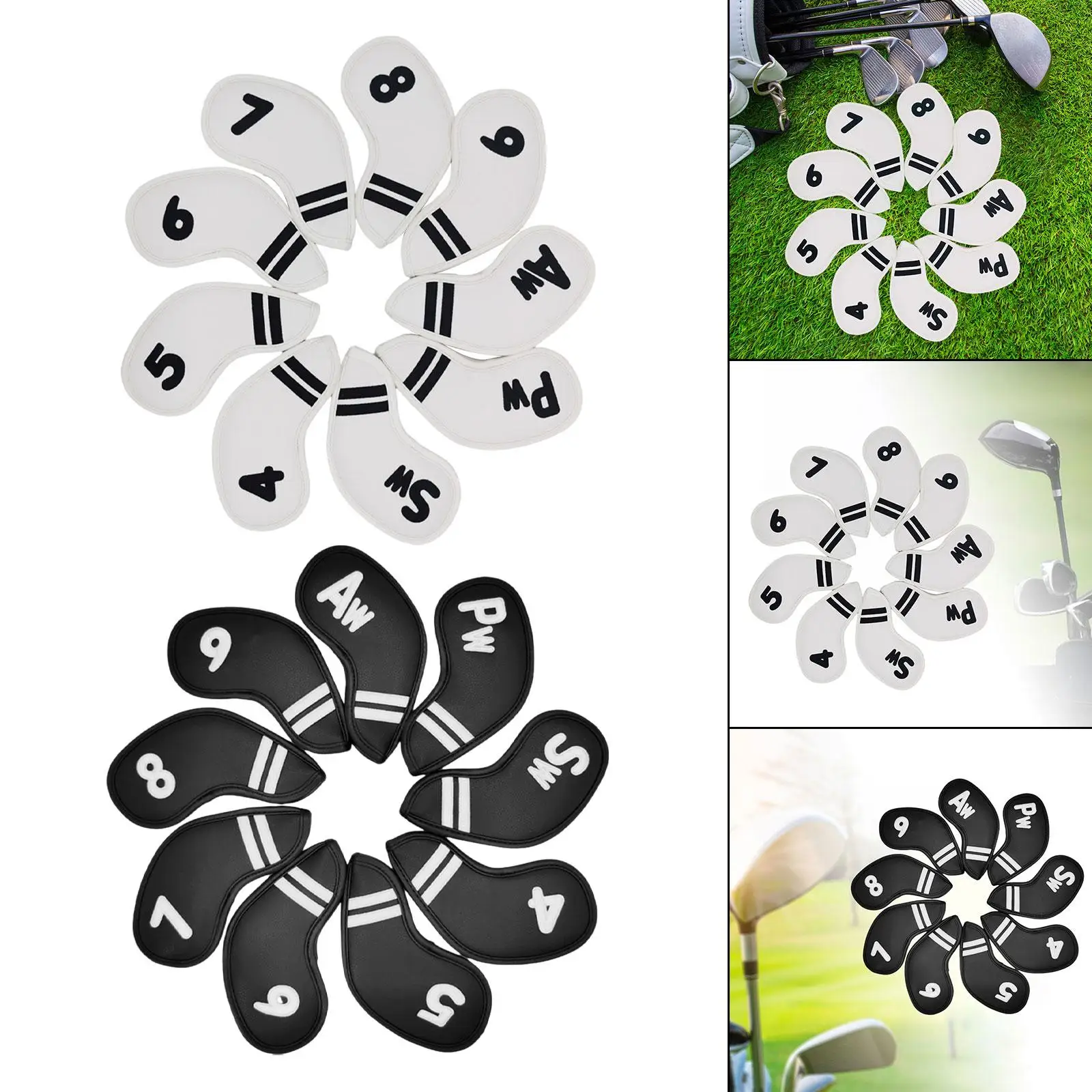 

9Pcs Golf Head Covers Club Covers Set Club Protection PU Leather Golf Accessories for Men Premium Headcover Golf Club Protector
