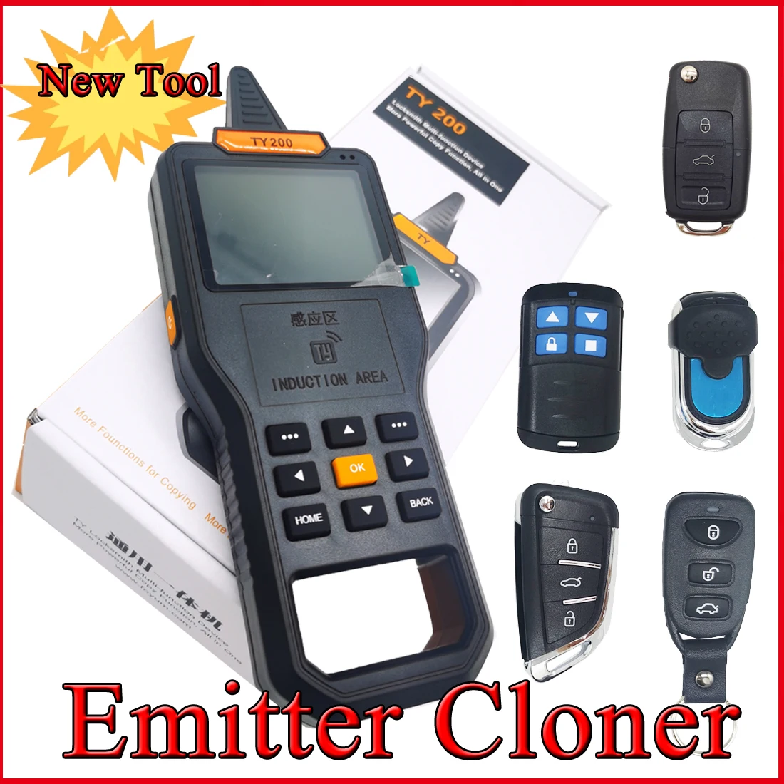 Universal Master TY200 with 5PSC Keys Digital Counter Frequency Tester Fixed/Rolling Code Auto Remotes Copier For Locksmith