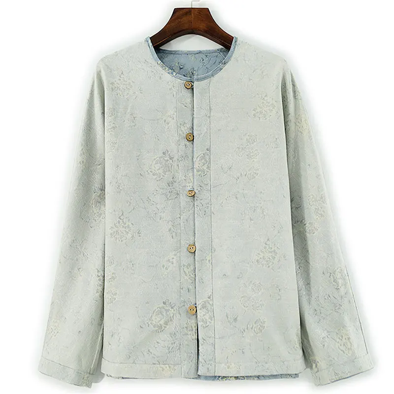 قميص BirdTree-35% حريري 65% من الصوف الأنيق، جاكار نسائي برقبة دائرية، بلوزة فضفاضة قابلة للعكس للتنقل بتصميم عتيق، جديد لخريف 2025 T5O432CC #3