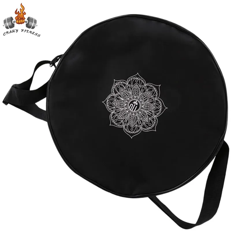 Yoga Wheel Bag Nylon Black Mandala Flower Yoga Circle Bag Large Capacity Double Zipper Pilates Wheel Backpack Fitness Sport Bag