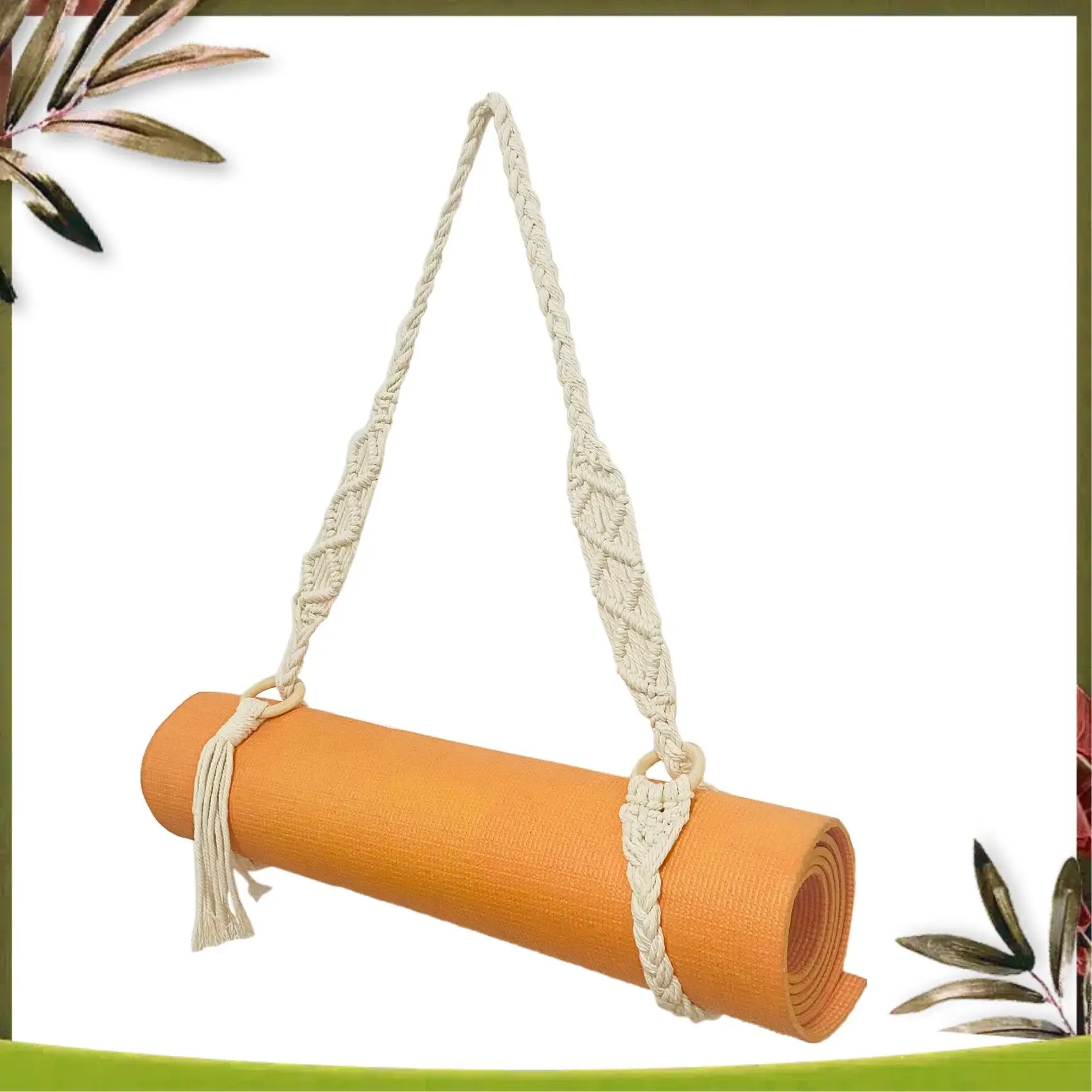 Yoga Mat Carry Strap Handmade Boho Crochet Macrame Adjustable Shoulder Strap For Yoga Mat Pilates Exercise Fitness Multi-Purpose