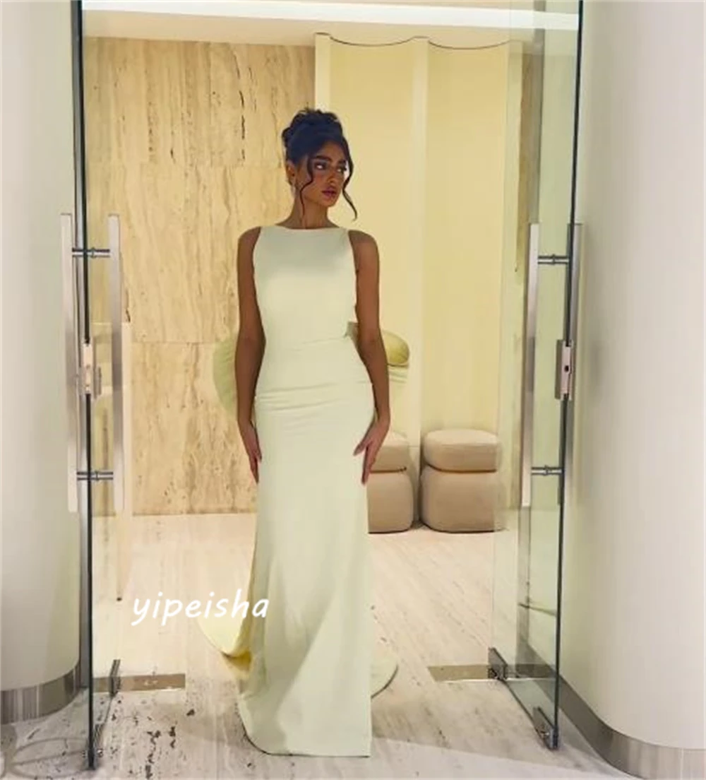 Customized Sexy Sexy Casual Jewel Sheath Quinceanera Open Back Bows Draped Floor Length Skirts Charmeuse Evening