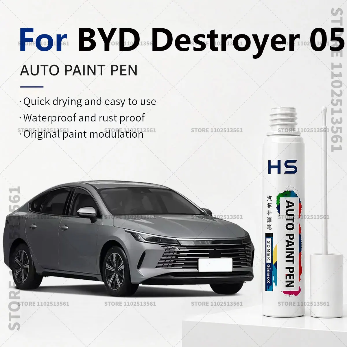 

Touch Up Paint Pen – Quick Car Scratch Repair for Chips & Minor Scratches For BYD Destroyer 05 Black Dome blue Time Gray White