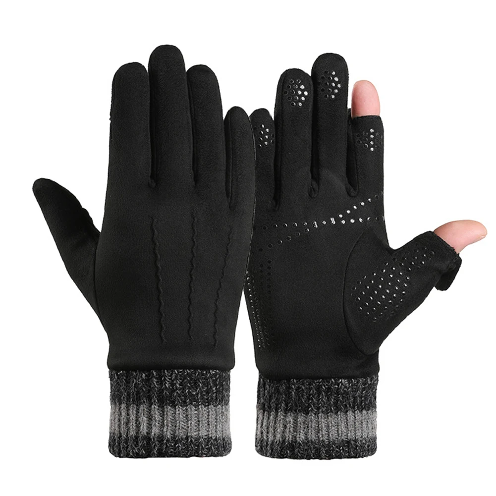 1 زوج الخريف الشتاء الجلد المدبوغ قفازات دافئة للرجل في الهواء الطلق يندبروف الباردة واقية الوجه فنجر شاشة تعمل باللمس قفازات ركوب الخيل #5