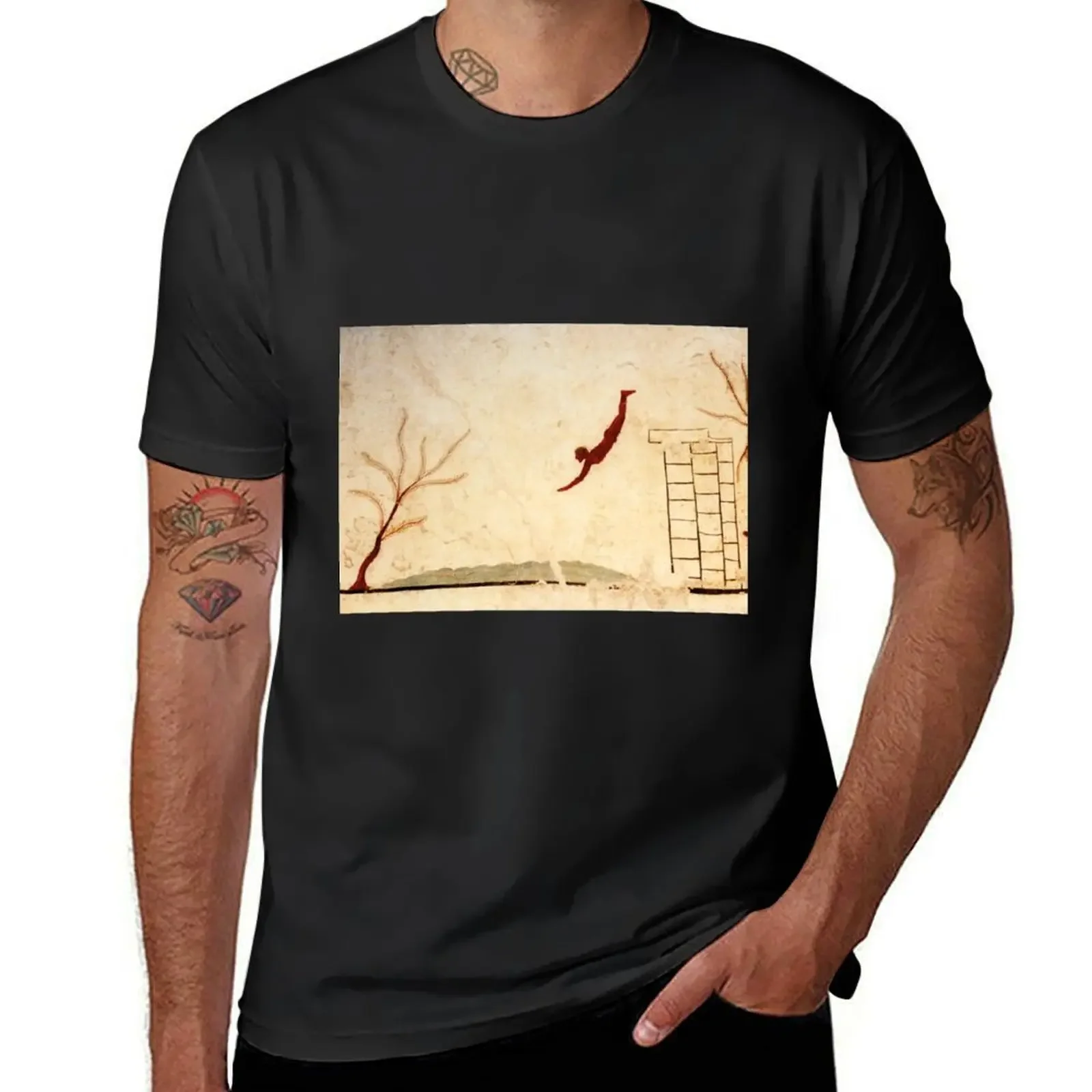 

Ancient Greek Painting c.470 BC - Tomb of the Diver in Paestum, Italy T-Shirt sublime plus size clothes black t-shirts for men