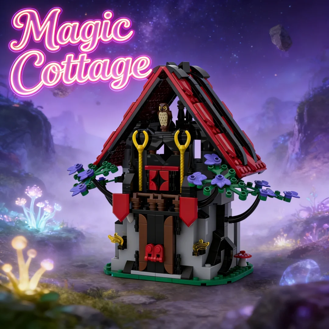 

MOC Building Blocks Witch Hut Model, Creative Forest Cabin Bricks Set, Halloween Decoration Collectible Toy Gift for Kids Adults