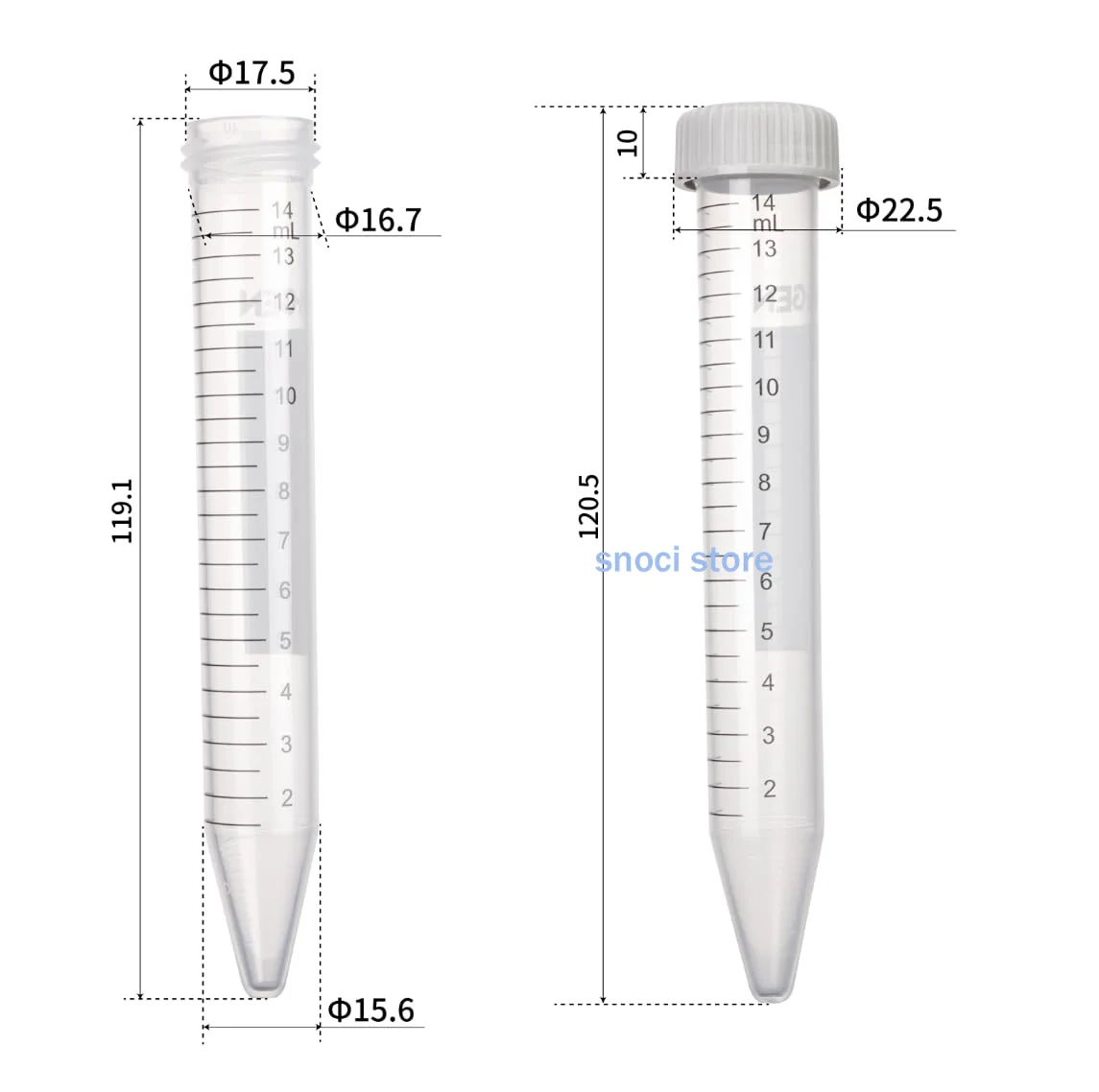 15-ml-Zentrifugenröhrchen mit Schraubverschluss, PP der Güteklasse USP VI, max. RCF 12000 x g, steril, DNase/RNase-frei, nicht pyrogend, autoklavierbar – Detail 2