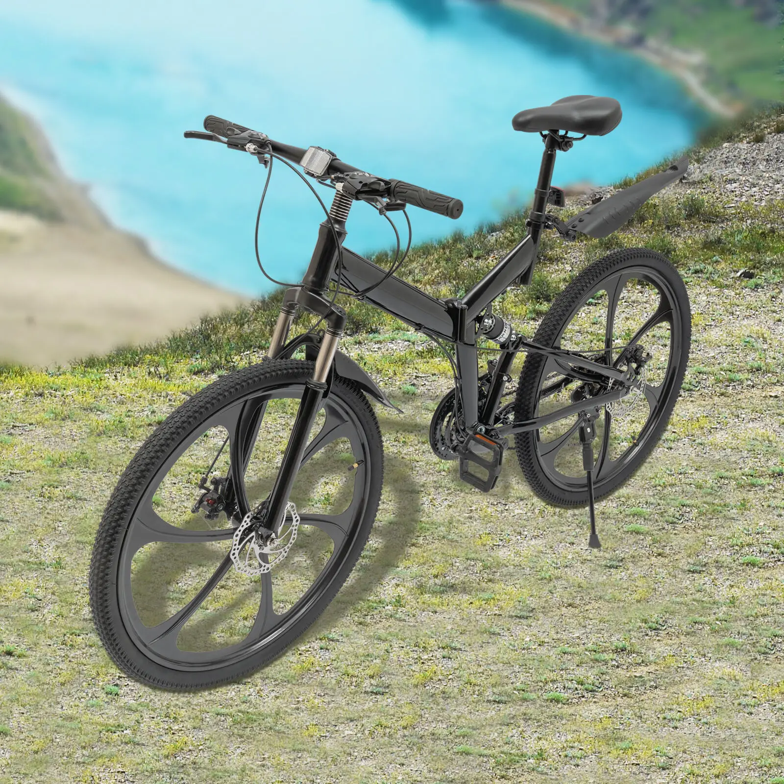 26 Inch Mountain Bike, Folding Bicycle Adult 150 kg, 21 Speed MTB Bicycle Mountain Bikee, Non-Slip Wear-resistant Wheels