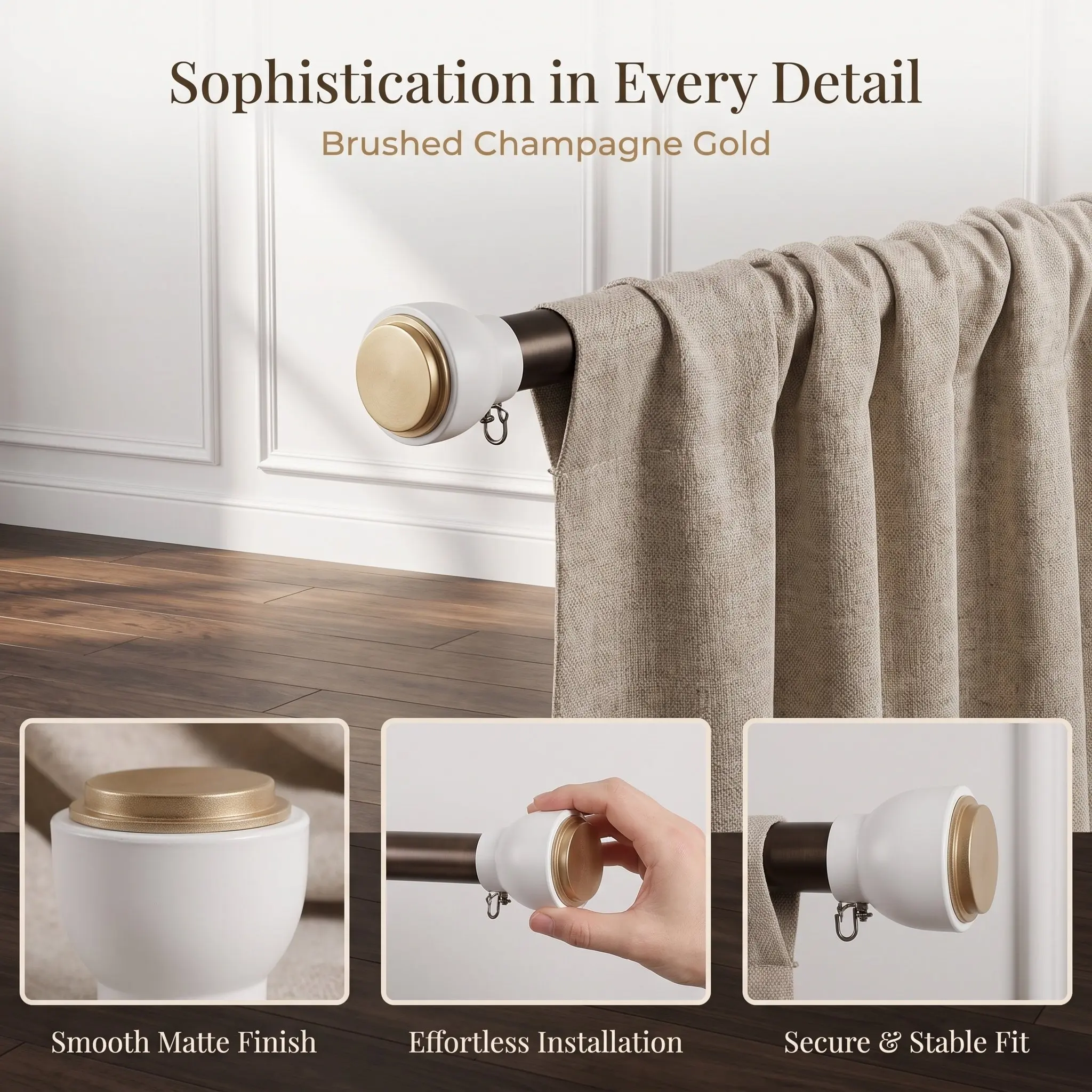 4pcs 28mm Curtain Rod Finial End Caps Drapery Rail Pole Heads Window Curtain Hardware Accessories