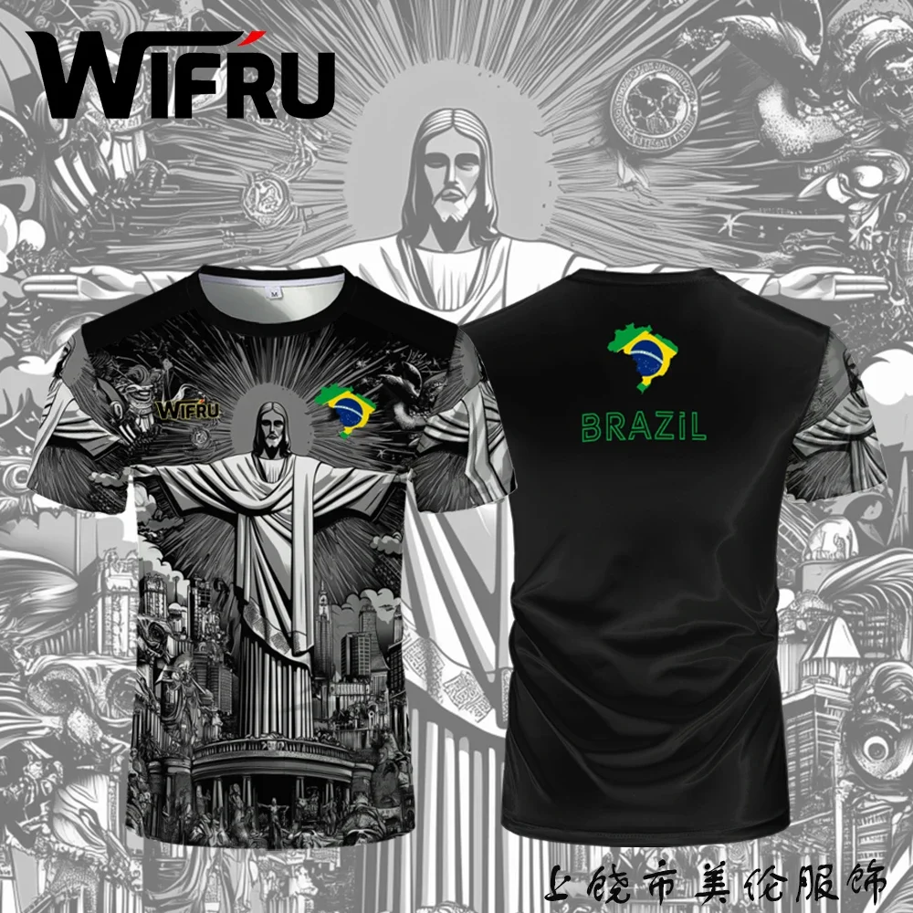 

Summer Men's Quick-drying Tshirts Tops New Brazil Jesus Soccer Jerseys Wifru Outdoor Football Training Breathable Uniforms