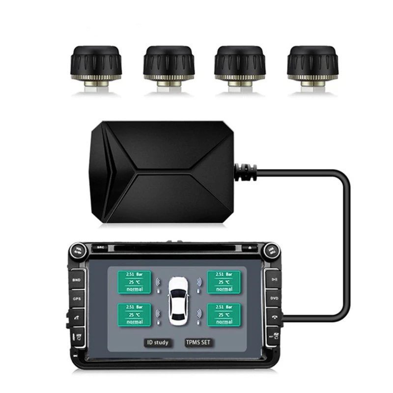 

Специальная автомобильная USB-система контроля давления в шинах TPMS Внутреннее и внешнее обнаружение давления и температуры в шинах