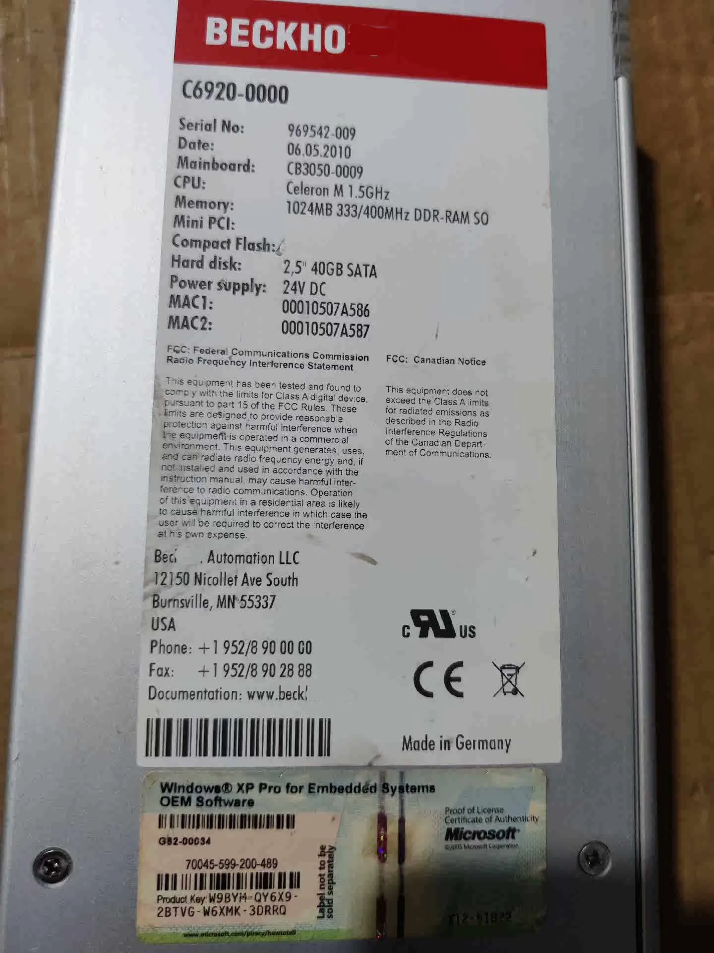 C6920-0000 Промышленный контроллер для Бекшофа