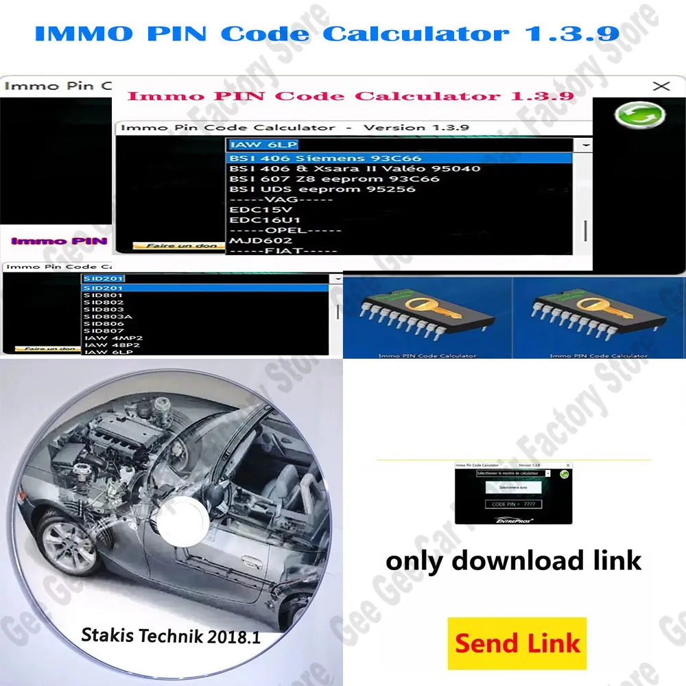 IMMO Pin Code Calculator V1.3.9 obd2 scanner software for EU models Unlocked PIN code on many PSA ecu can be decoded by dumping