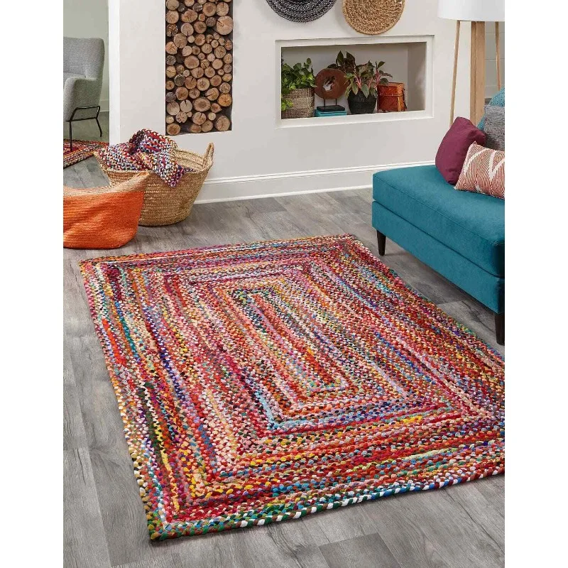 Rug 100% Cotton Handmade Reversible Area Carpet Modern Living Outdoor Rag Rug