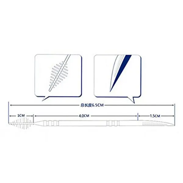 50 stuks plastic tandenstokers 2-weg tandenstokers interdentale borstelreinigers draagbare doos willekeurige kleur