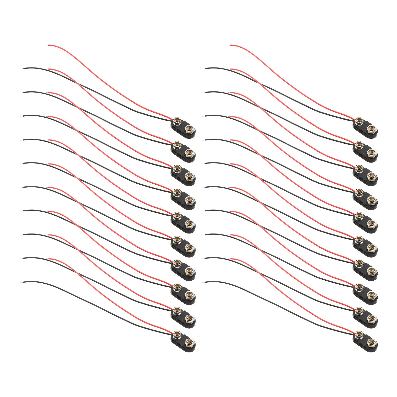 20Pcs 9V Battery Connector Snap Clip Cable Leads Plastic Shell Battery Clip for Electronics Testing Power Connection