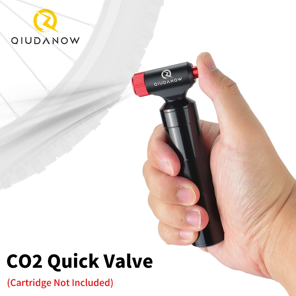 

QIUDANOW CO2 Накачиватель для велосипедных шин Пресс-тип с канистрой для хранения картриджей CO2 подходит для клапанов Schrader и Presta для MTB/дорожного велосипеда