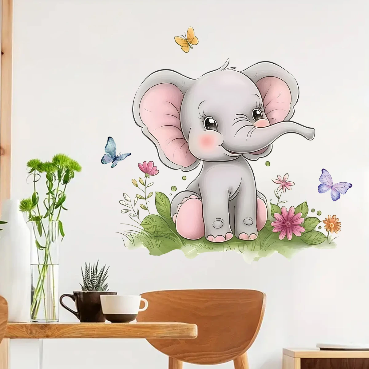 1Pc Cartoon Elephant Wall Stickers Child Home Decor Accessories Living Room Wall Decals Kids Baby Room Decoration Bedroom