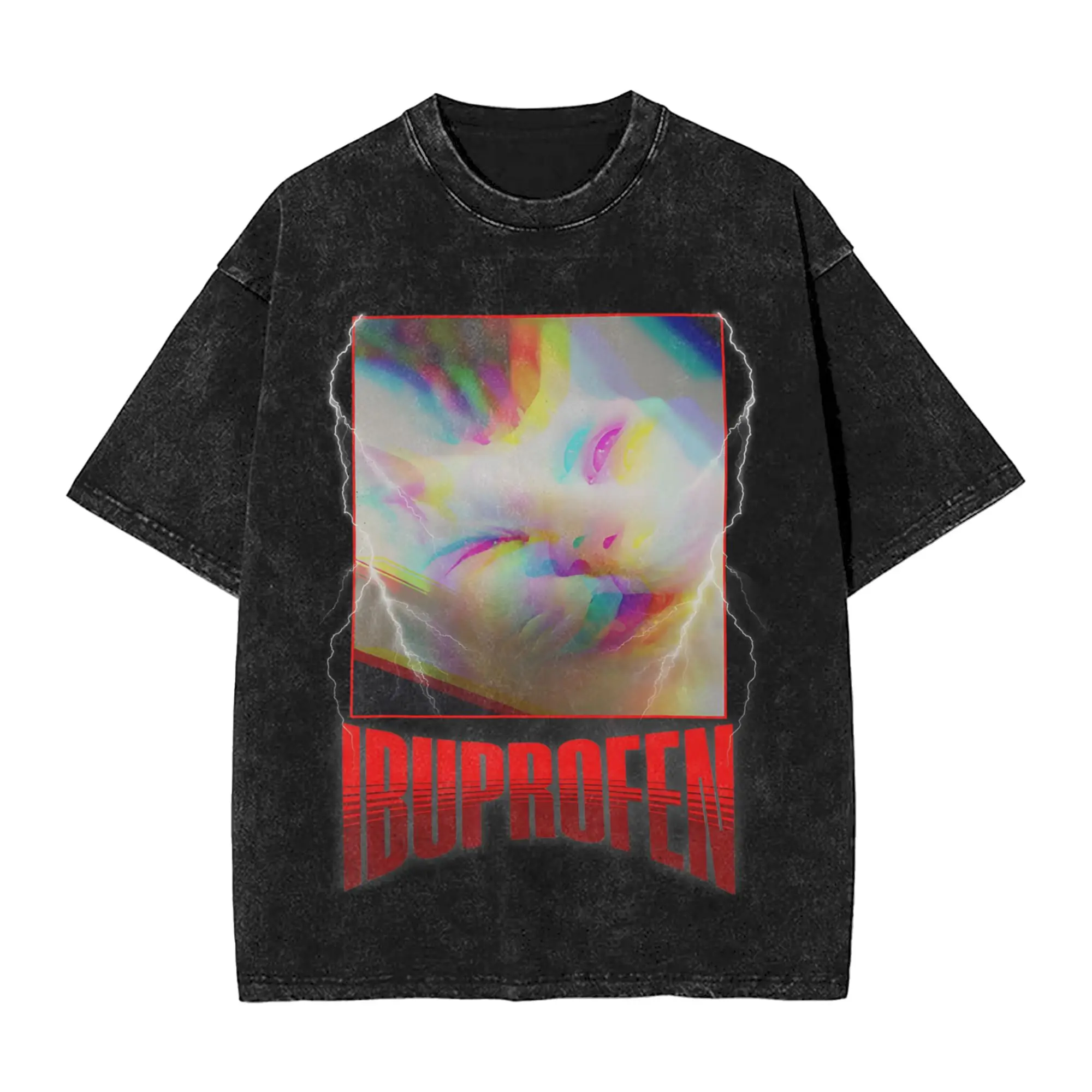 Ibuprofen Funny Cat Meme Stupid Silly Cat Washed T Shirts Streetwear  Vintage T-Shirts Tees for Men Women Short Sleeve Printed