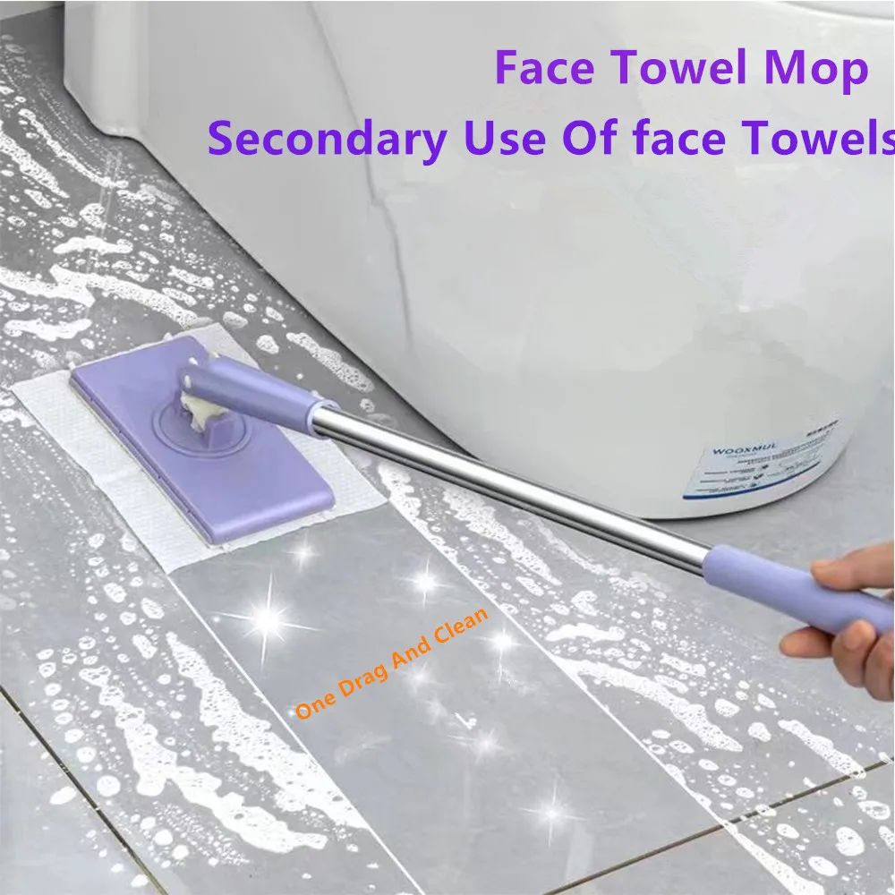 360°Rotation Face Towel Mop Hands-Free Cleaning Flatboard mop for Floor/Window Mini Mop Wet Wipes Household Kitchen Clean Tools