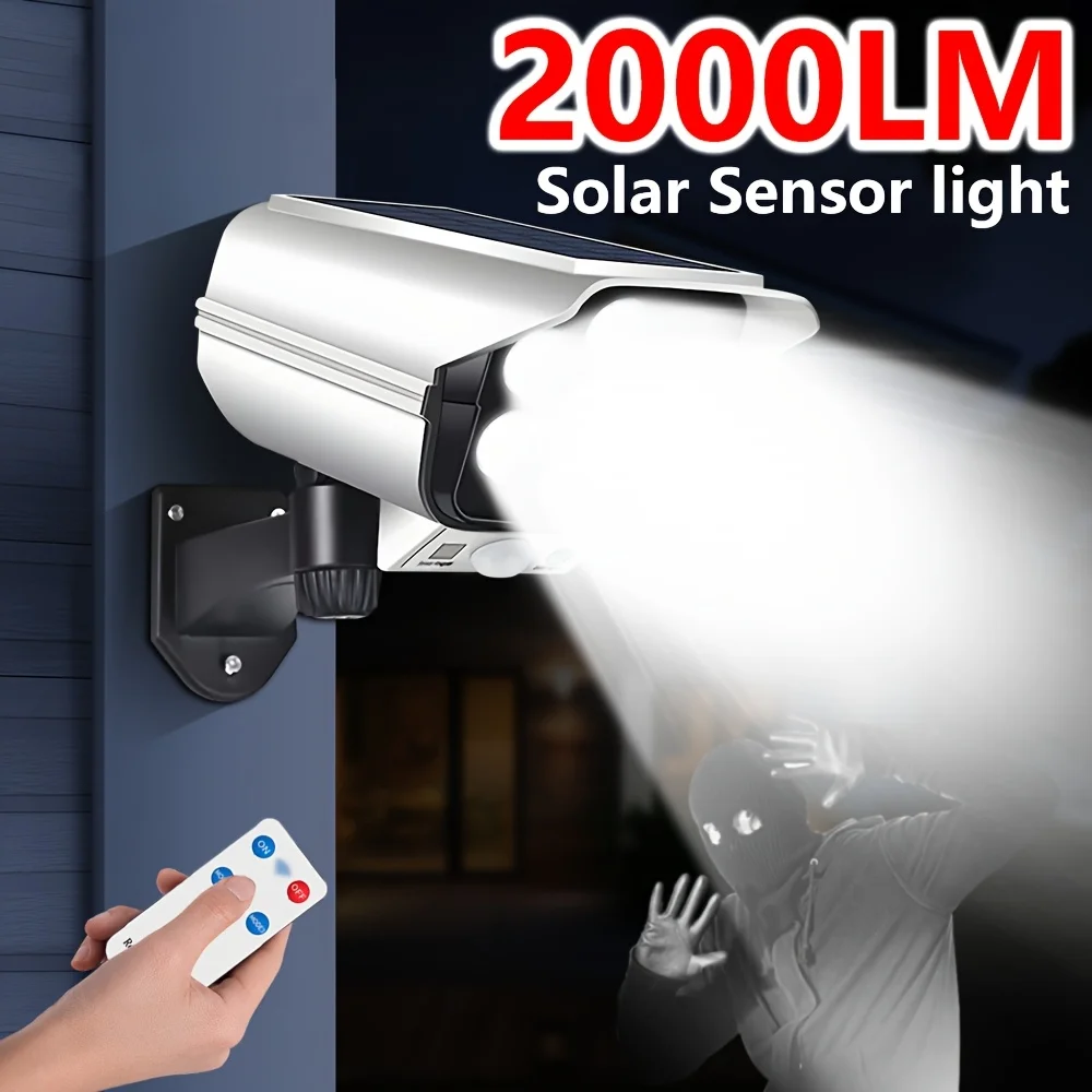 77LED Solarleuchte, Simulierte Sicherheitskamera, Bewegungssensor, Außen-Nachtlicht, IP65 Wasserdichte Lampe, 3 Modi für Haus und Garten – Detail 2