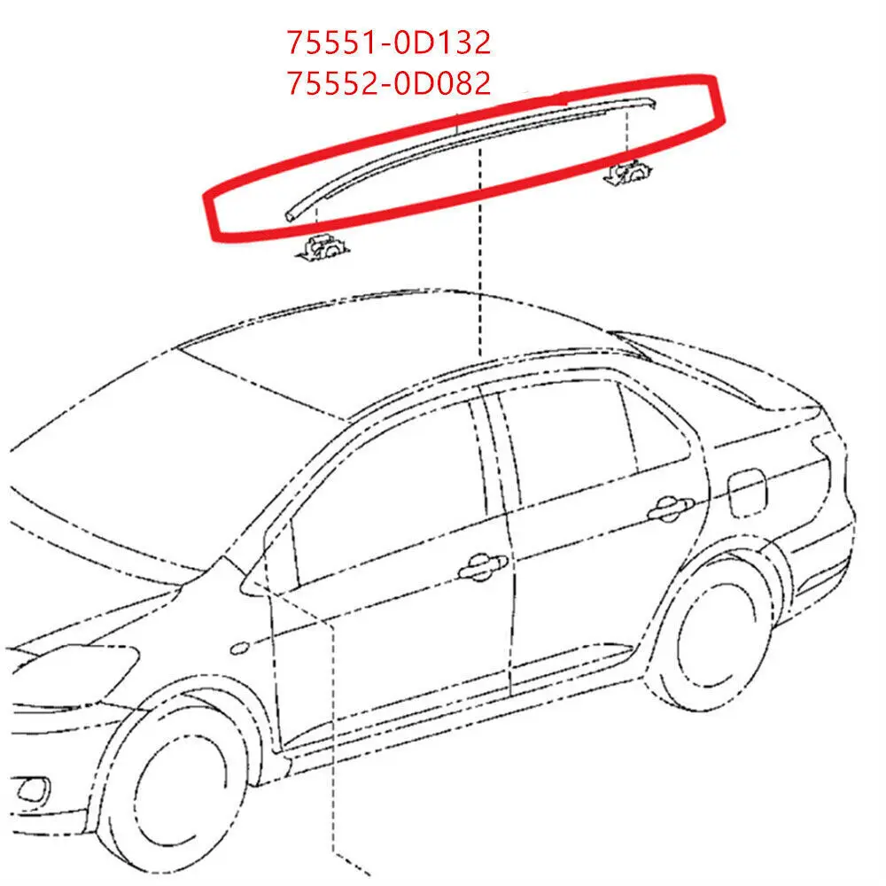 For Toyota Yaris Hatchback 2014-2018 755520D082 755510D132 Pair Left Right Side Car Roof Drip Finish Moulding Seal Strips Trim