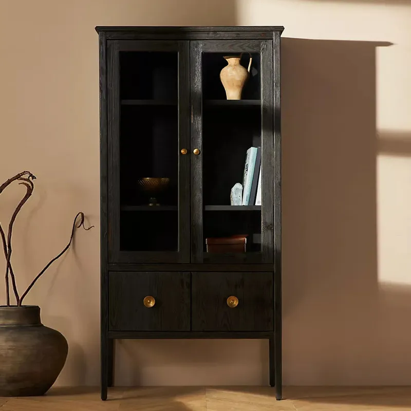 

Французский винный шкаф в стиле ретро из массива дерева, витрина для гостиной в американском деревенском стиле, интегрированный шкаф для хранения, с возможностью индивидуального заказа