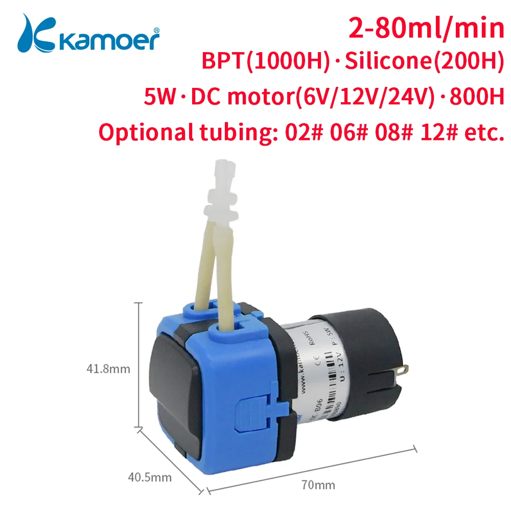 

Kamoer 2-80ml/min KXF Peristaltic Pump 12V 24V 6V DC Motor Low Flow Dosing Pump for Liquid Transfer, Food and Beverage