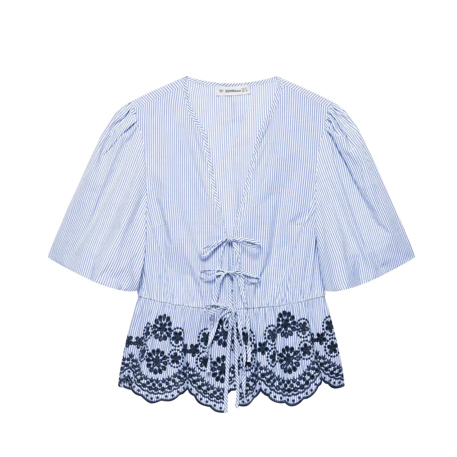 

Summer 2025 New Women's Clothing European And American Style Embroidered V-neck Top Embroidered Wide Leg Pants Set