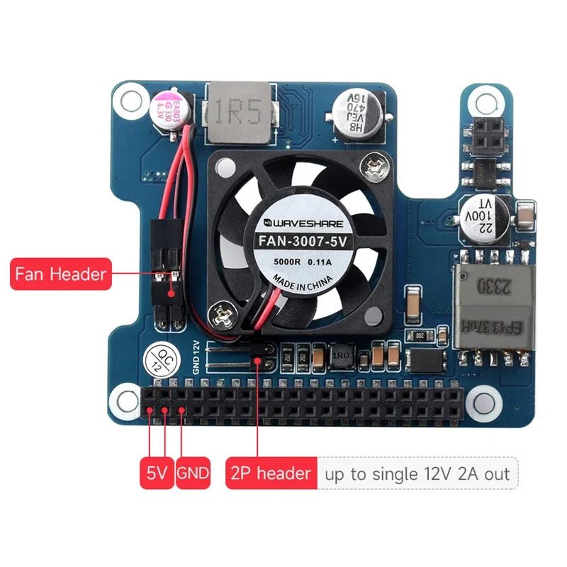 Raspberry Pi 5 PoE HAT (F) 802.3af/at High Power Power Over Ethernet Onboard Cooling Fan with Metal Heatsink for RPi 5 Pi5