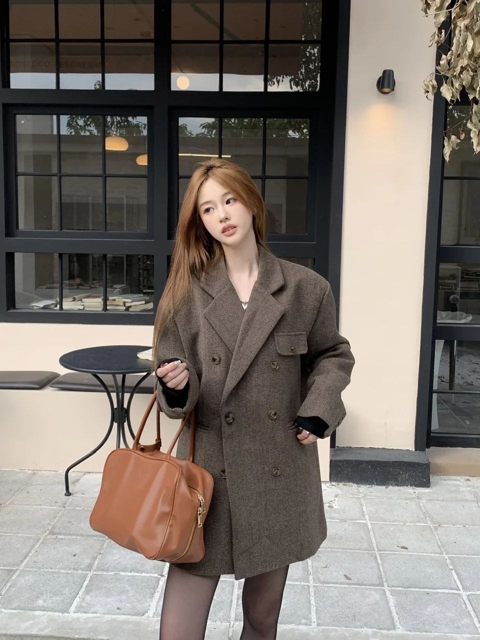 High-grade Quilted Thickened Women\'s Woolen Suit Jacket Autumn and Winter Double-breasted Blazer Coat Mid-length Office Lady Top