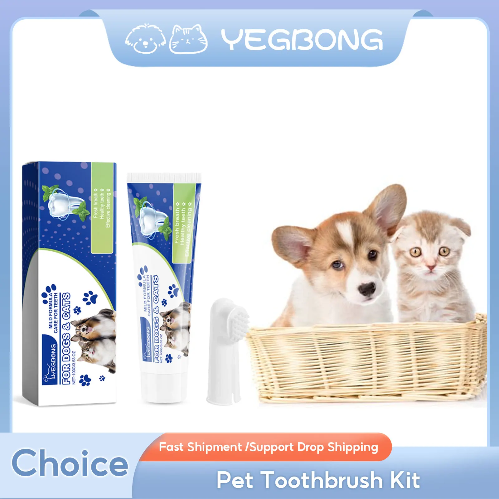 

Pet Toothbrush Set Healthy Edible Toothpaste Oral Care Toothbrush Finger Brush Teeth Cleaning Gum Care Dog Tooth Brushing Kit