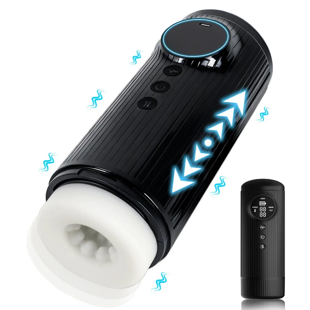 Thrusting Male Masturbator Cup Automatic Telescopic Vibration Blowjob Machine Pocket Pussy Penis Pump Men Masturbation Sex Toys