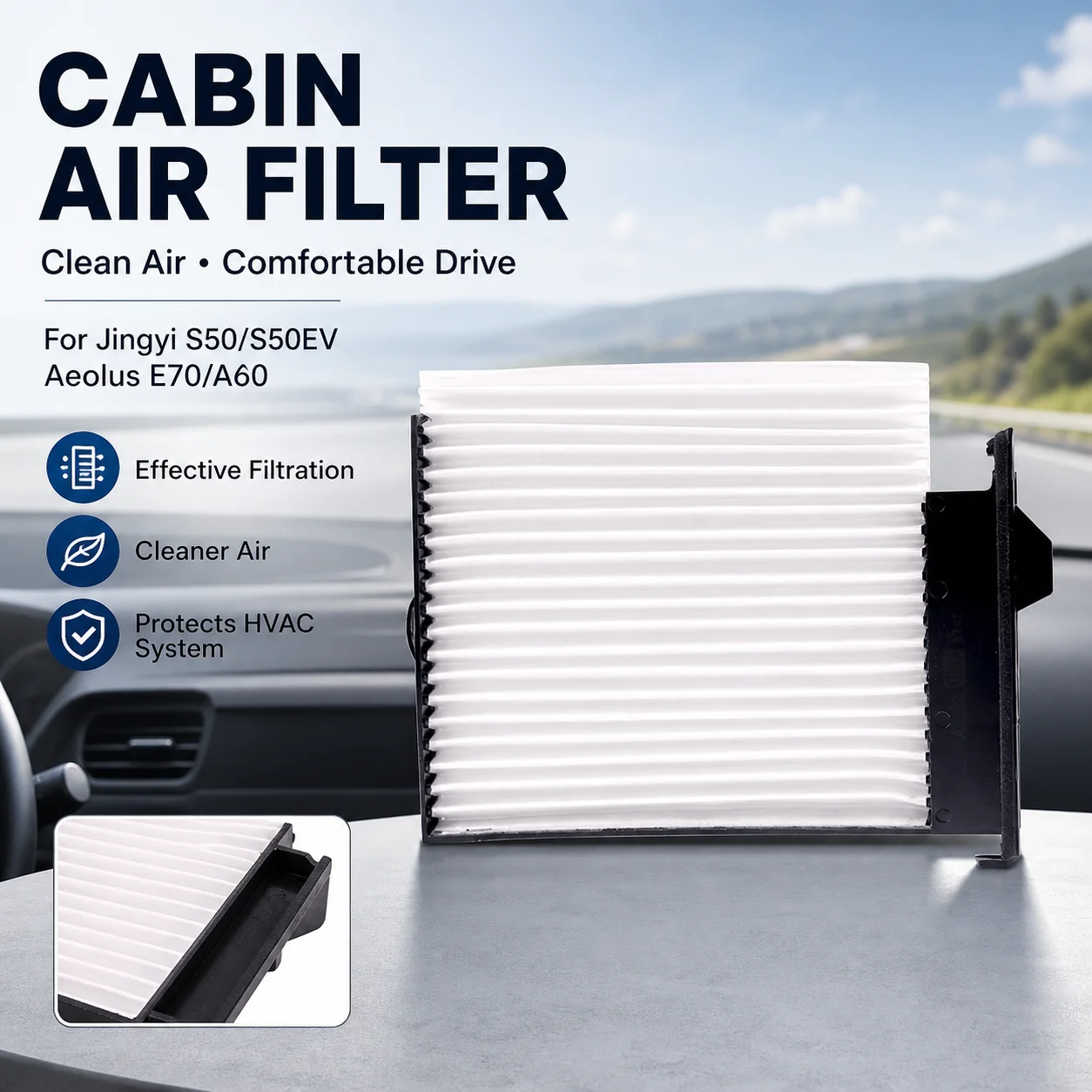 Cabin Air Filter Activated Carbon Dustproof For Dongfeng Fengxing Jingyi S50/S50EV Aeolus E70/A60 Car Accessory