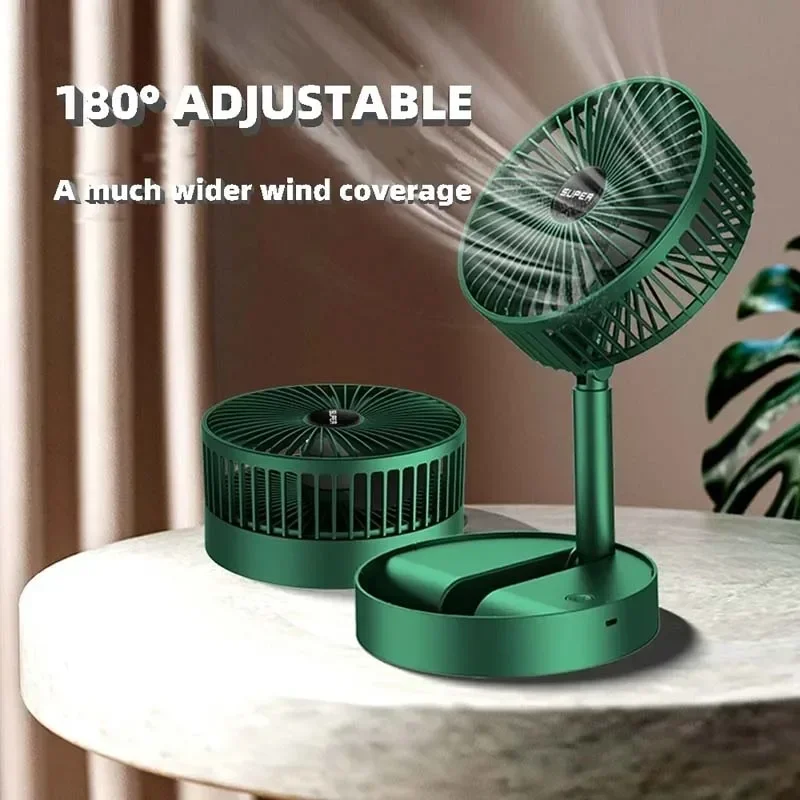 

Foldable Telescopic Fan Portable Usb Rechargeable Fan Low Noise High Battery Life Standby Mini Electric Fan For Home Office