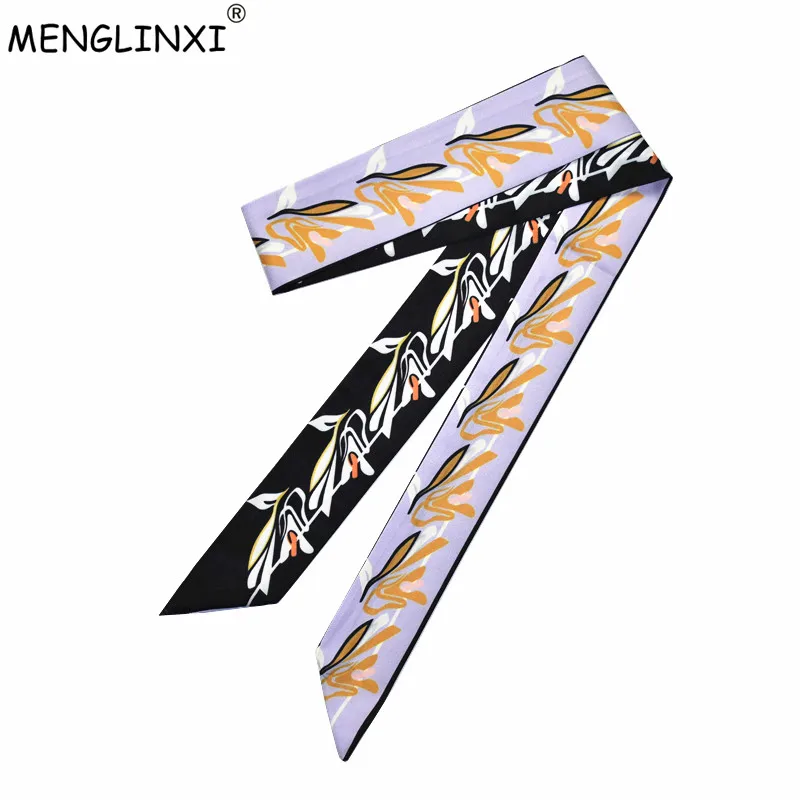 2024 New Fashion 120cm Small Scarf Print Women Silk Scarf Luxury Brand Head Scarf Handle Bag Ribbon Small Long Scarves