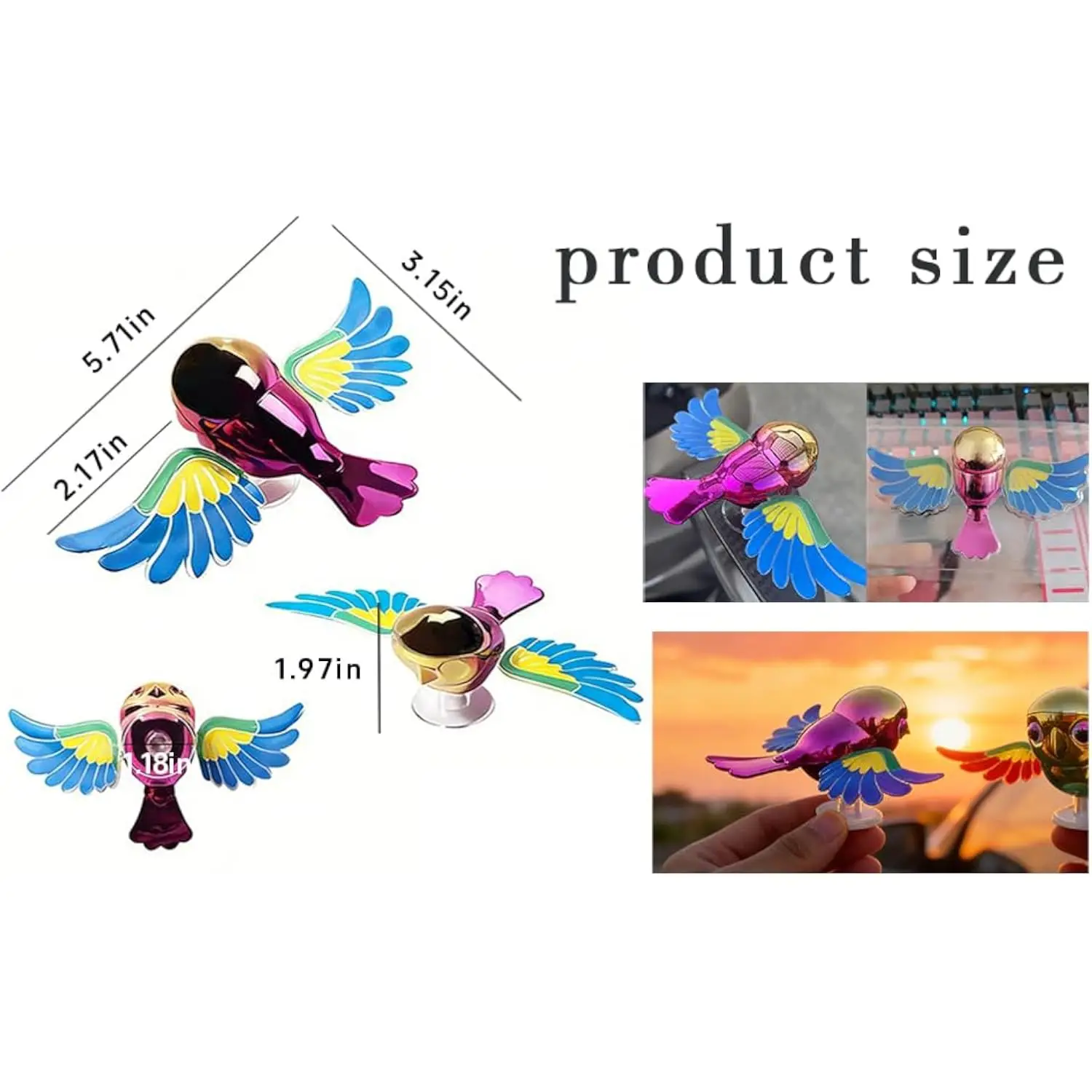 Flying Bird Car Accessories Decoration with Strong Adhesive Base, Universal Holder for Car Covers, Motorcycles and Helmets 2