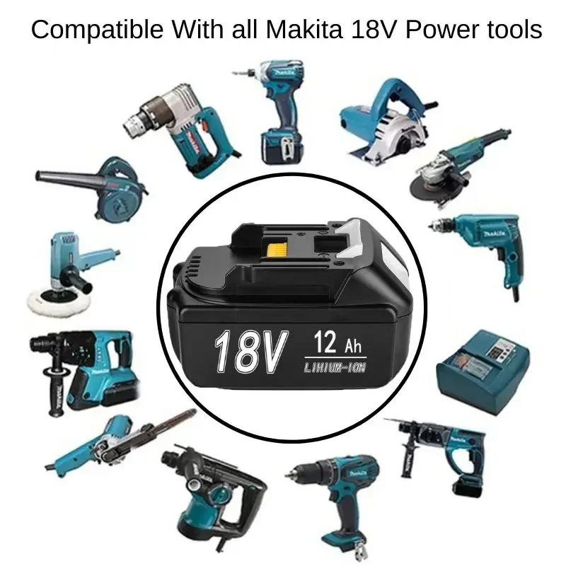 Imagem -04 - Bateria de Íon de Lítio Recarregável para Makita Bl1860 Bl1840 Bl1850 Bl1830 Bl1860b Lxt 12000mah 18 v