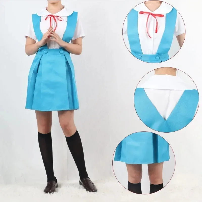 Rei Ayanami Asuka Langley Soryu Cosplay Costume School Uniform Jk Skirt Full Set Anime Carnival Party Dress Up Girl Women Outfit