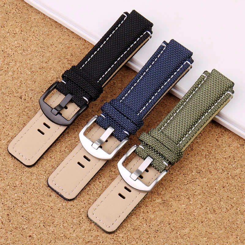 Nylon Cowhide Sole Watch Strap For TIMEX TW2T76300/400/500 Canvas Watch Bracelet Black Blue Armygreen 24mm