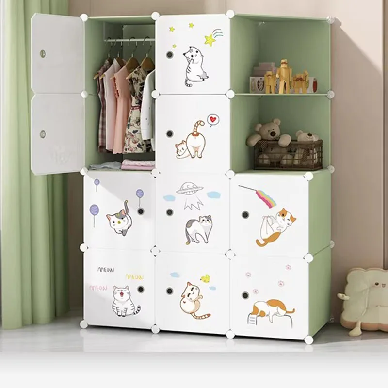 Small Storage Closet Organizer Cupboard Clothes Partitions Display Open Wardrobe Foldable Plastic