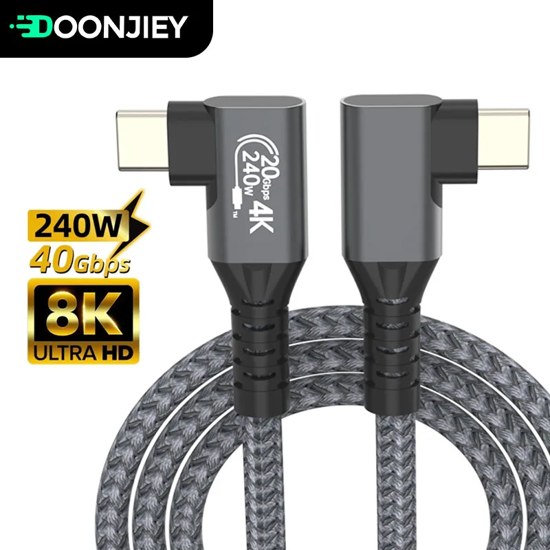 Elbow Thunderbolt 4 Cable 40Gbps USB 4 Data Cable Type C to Type C PD 240W Fast Charging Cord for iPhone 15 Pro SSD Power Bank