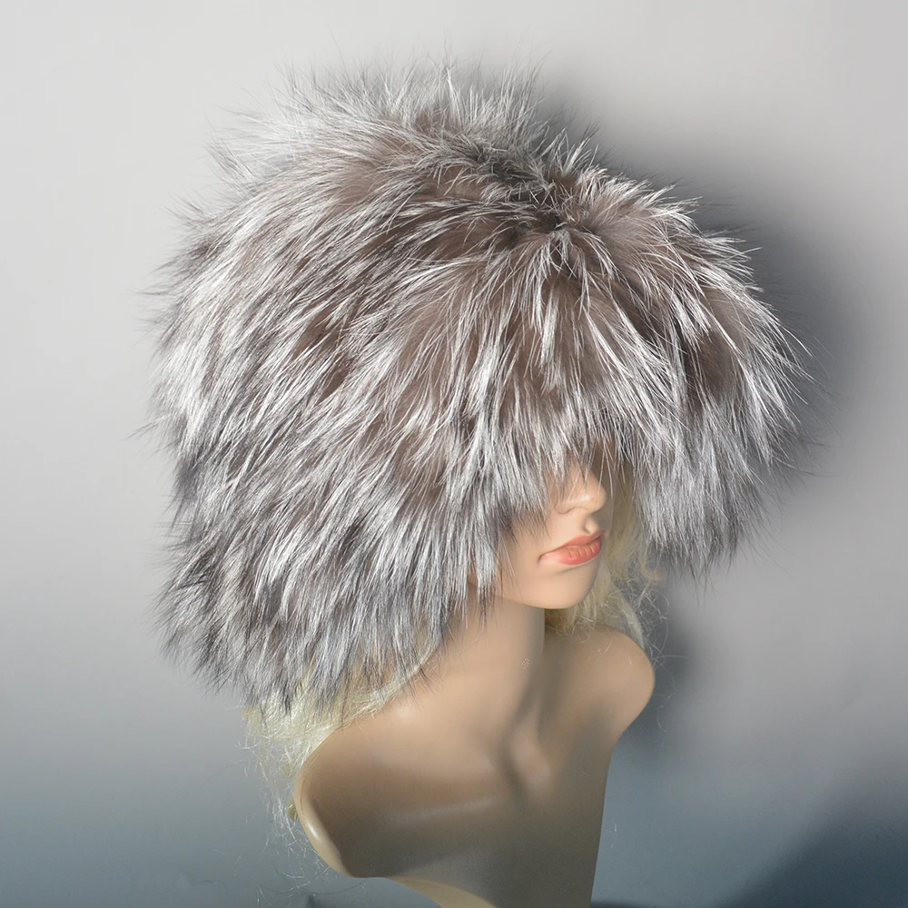 New Luxury Knitted Real Genuine Fox Fur Hats Women Beanies Solid Fox Fur Caps Winter Lady Party Fashion Fur Hat Skullies