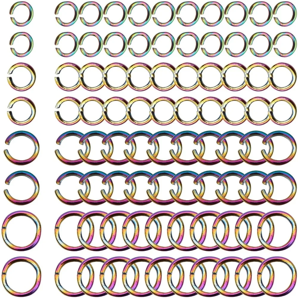 1 Box 200Pcs 4 Size Stainless Steel Open Jump Rings 6mm Rainbow Jump Ring 5mm Jumprings Metal Connector Rings for Jewelry Making